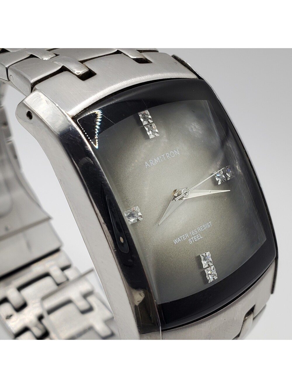 Armitron Quartz Mens Watch 33mm Rectangle Silver Tone New Battery